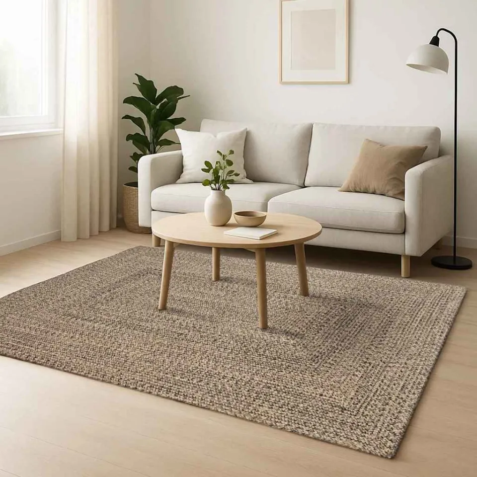 vidaXL Gebied Tapijt Naturel en Zwart 160 x 230 cm Jute, foto 2