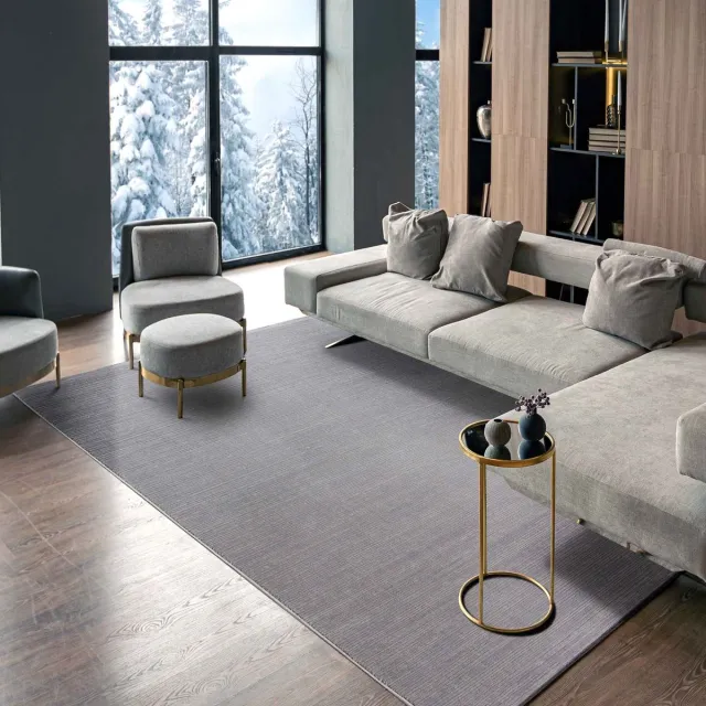 flycarpets Eleganza Modern Laagpolig Gestreept Vloerkleed - Lichtgrijs