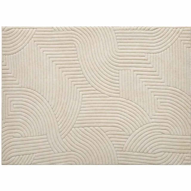 Sello! vloerkleed – geometrisch reliëfpatroon – zachte pool 15mm – woonkamer – slaapkamer – versterkte rand – 160x120 cm - wit