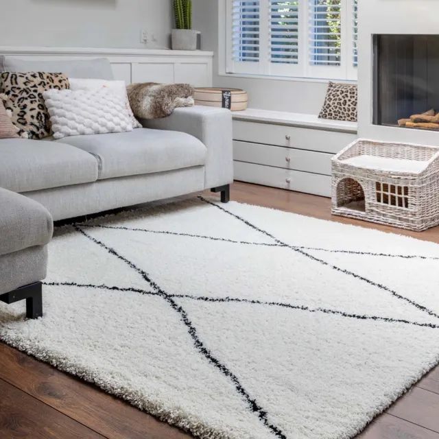 Boho&me Vierkant berber vloerkleed - Artisan Atla wit/zwart 160x160