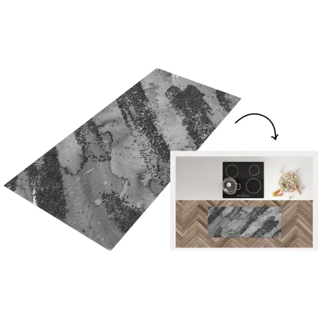 KitchenYeah Keukenloper - Loper keuken - Zilver - Glitter - Abstract - Keukenloper vinyl Multicolor