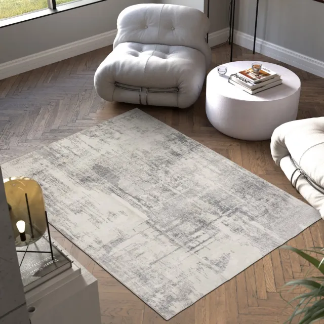 Tectake Vintage design tapijt - Laagpolig vloerkleed voor woonkamer, kinderkamer, slaapkamer of hal - Wasbaar - Div. afmetingen - 160x230cm - beige/grijs beige grijs