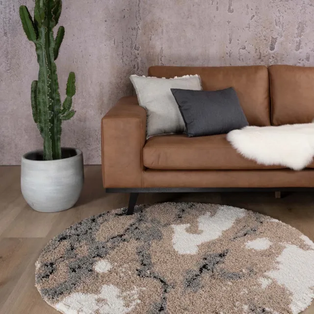 Boho&me Rond vloerkleed marmer - Marble Artisan beige 80