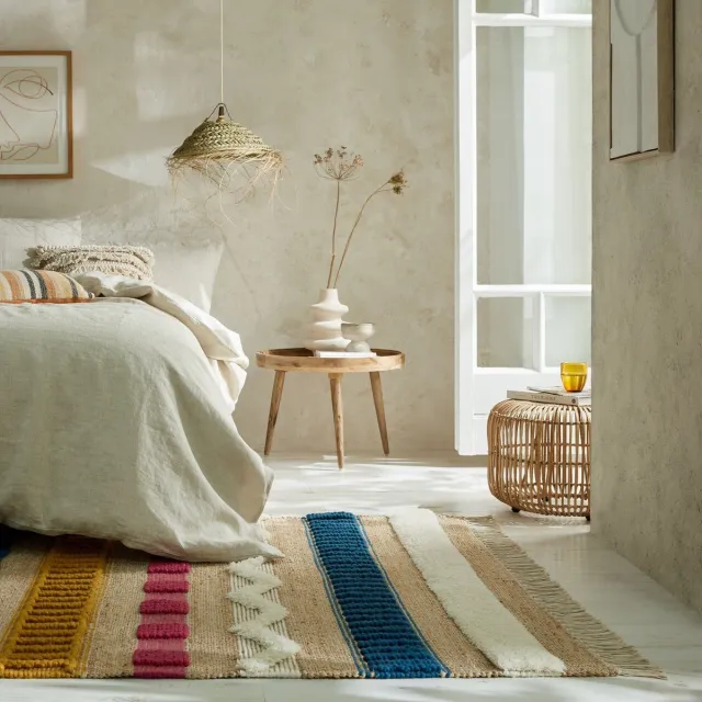 flycarpets Medina Modern Jute - Laagpolig Vloerkleed - Naturel / Multi
