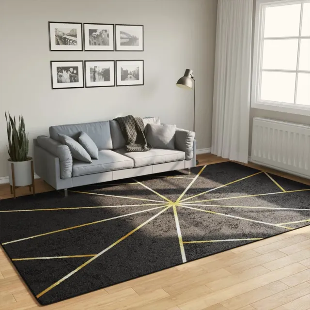 vidaXL Vloerkleed wasbaar 190x300 cm zwart en goudkleurig, foto 2