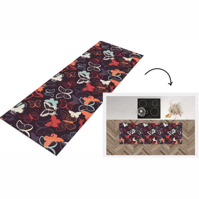 KitchenYeah Keukenloper - Loper keuken - Vlinders - Patronen - Abstract - Keukenloper vinyl Multicolor