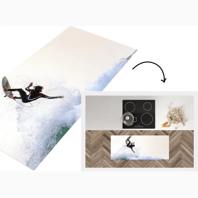 KitchenYeah Keukenloper - Loper keuken - Surfer doet een trucje - Keukenloper vinyl Multicolor