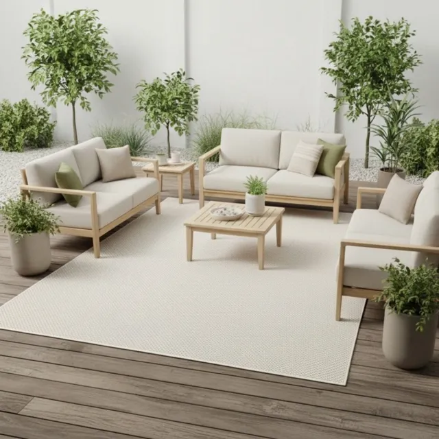 TapisTrend Designer tapijt Crème 240x340 cm Modern, effen vloerkleed met sisal-look voor binnen- en buitengebruik, geschikt voor de woonkamer, het terras, het balkon