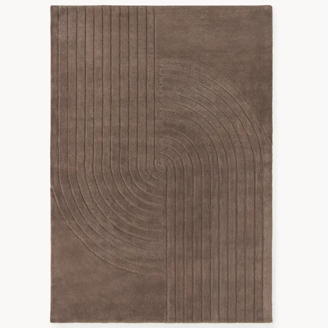 Westwing Collection Handgetuft wollen hoog-laag vloerkleed Mason Bruin