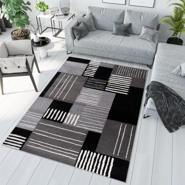 Tapiso Jawa Vloerkleed Zwart Grijs Laagpolig Modern Tapijt Maat- 240x330 Grijs Antraciet 4