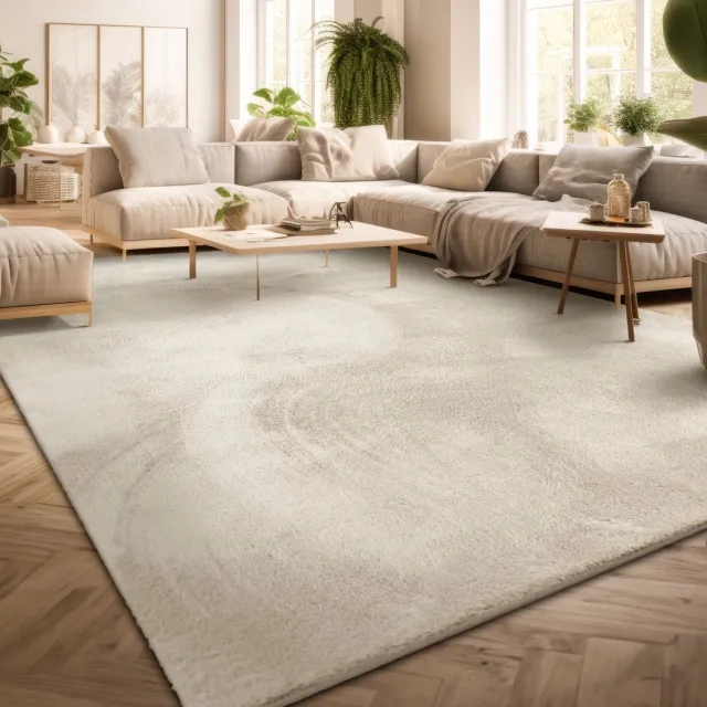 TT Home Woonkamer korte pool effen modern design wasbaar beige 2 80 x 150 cm Vierkant