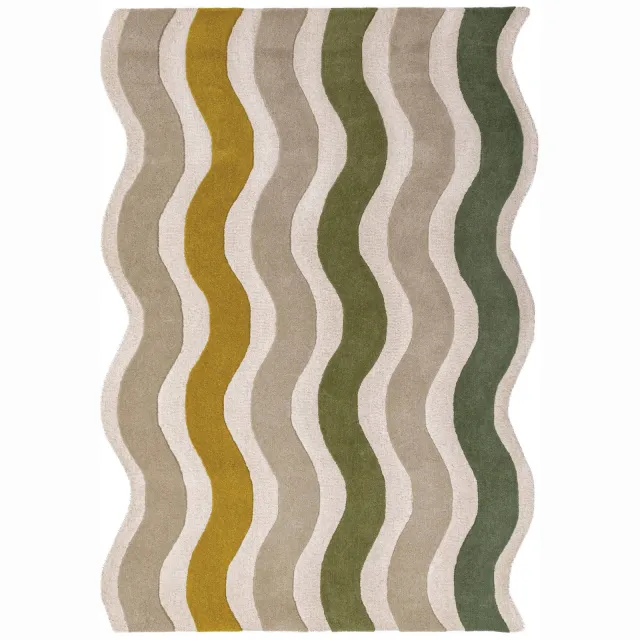 Flair Rugs Cascade Wool Scallop vloerkleed groen