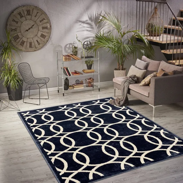 Aledin Carpets Dubai - Vloerkleed - 160x230 cm - Laagpolig - Zwart - Tapijten woonkamer