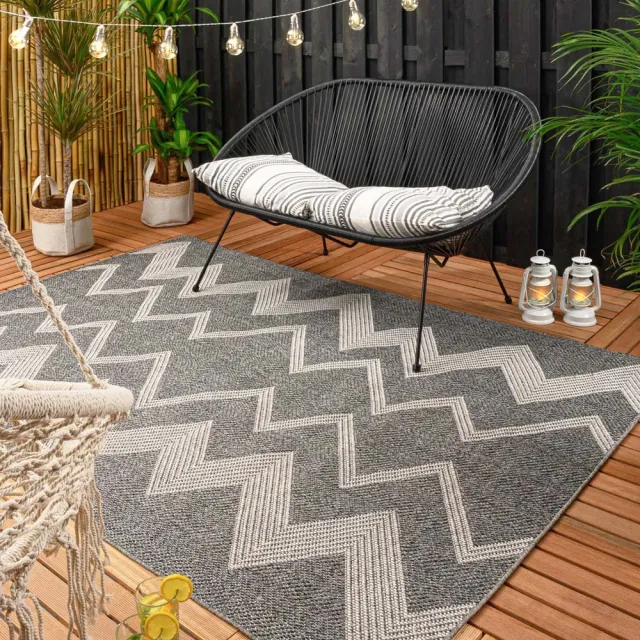 Boho&me Balkonkleed zigzag - Sunny donkergrijs