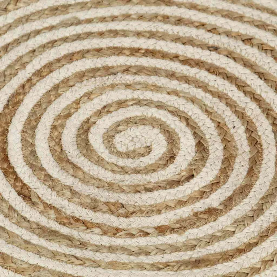 vidaXL Vloerkleed handgemaakt met spiraal ontwerp 120 cm jute wit, foto 4