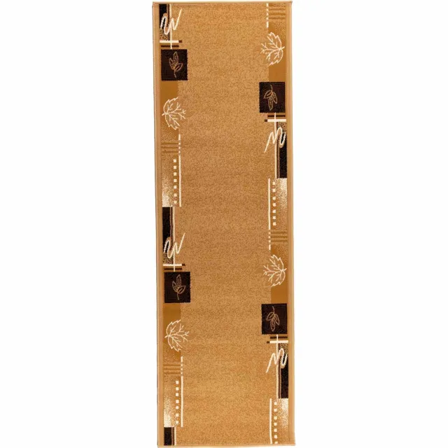 vidaXL Lopers - Tapijt - FLORNES - Geweven - Okergoud - Bladeren - 80 - x - 150 - cm - PP Ochre
