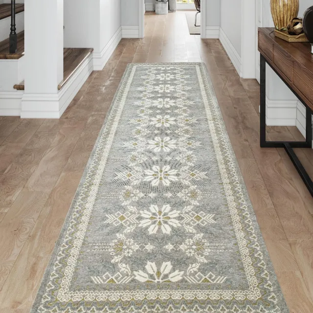 Ibenzoa Stijlvolle Grijze Tapijtloper voor Gang, Keuken en Woonkamer met Antislip en Wasbare Eigenschappen grijs