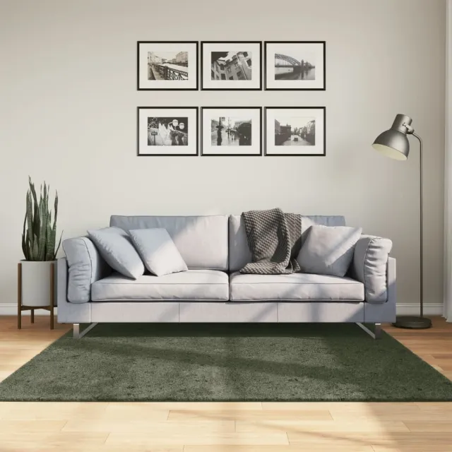 vidaXL Rug HUARTE Green 160 x 160 cm 100% Polyester Plat Wasbaar Groen