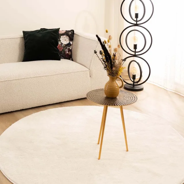 Paon Brillant Velours vloerkleed rond - Flair wit 160