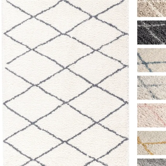TESSO LIVING Vloerkleed Shaggy, Tapijt, Creme Antraciet, Hoogpolig, 80cm x 150cm, Superzacht, Franjes, Berber stijl Creme_Antraciet