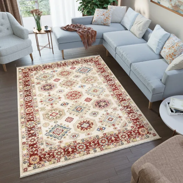 Tapiso Rivoli Vloerkleed Vintage Laagpolig Tapijt Beige Rood 2
