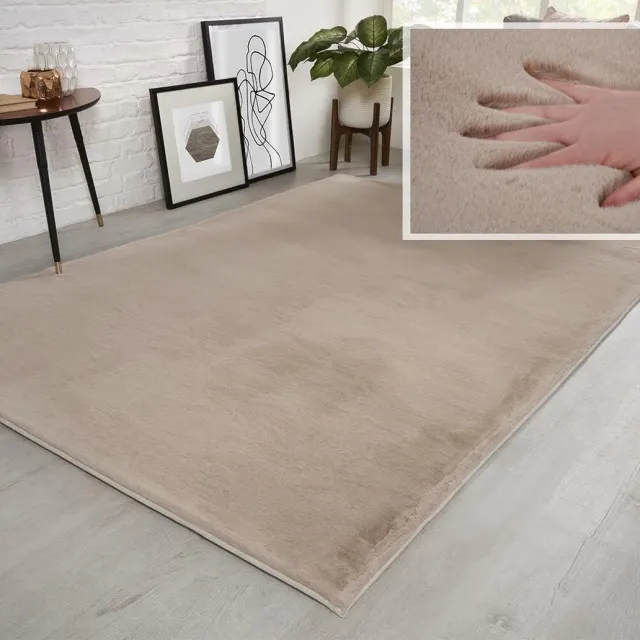 flycarpets Fluffy Hoogpolig Super Zacht Effen Vloerkleed - Beige - 160x230 cm