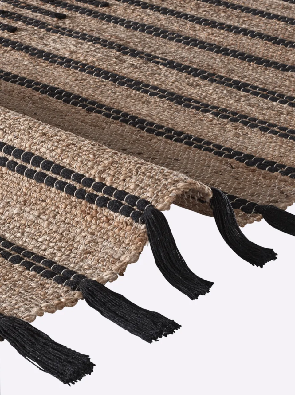 vloerkleed jute naturel zwart, foto 3