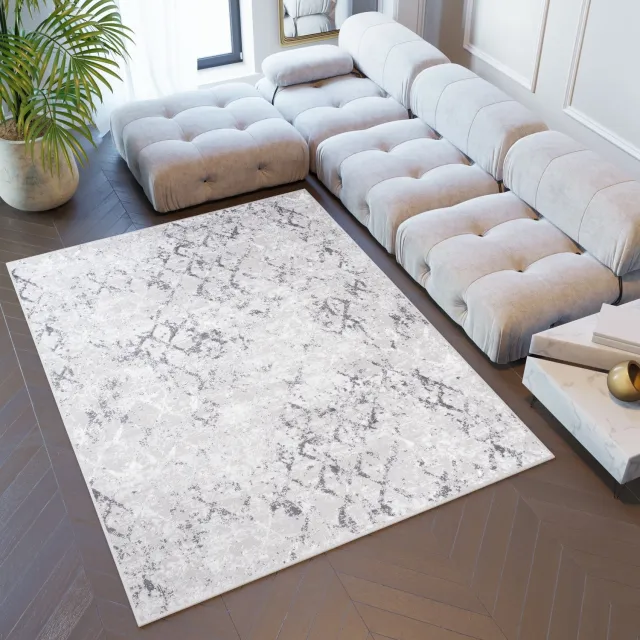 Tapiso Sky Vloerkleed Grijs Trellis Woonkamer Slaapkamer Tapijt