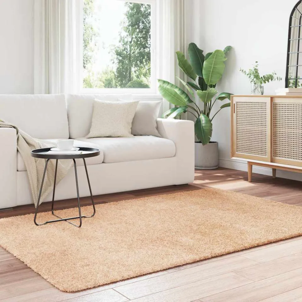 vidaXL Hoogpolig vloerkleed NAVARRA 130x200 cm polyester beige, foto 3