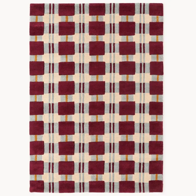 Westwing Collection Handgetuft wollen vloerkleed Kimi Kleurrijk, Rood