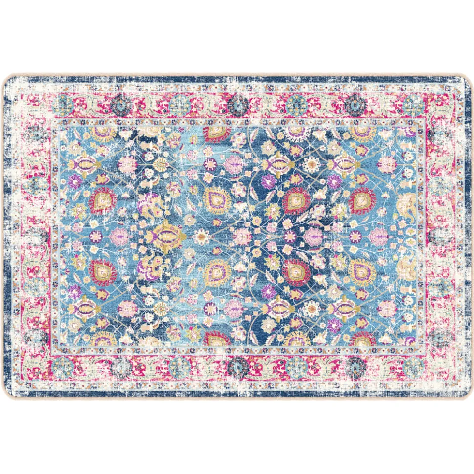 vidaXL Vloerkleed wasbaar 160x230 cm meerkleurig blauw, foto 3