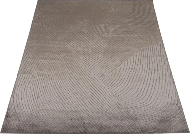 Veer Carpets Vloerkleed Highlands Brown 64 - 160 x 230 cm - Luxe Viscose Design Vloerkleed met Grafisch Golfpatroon