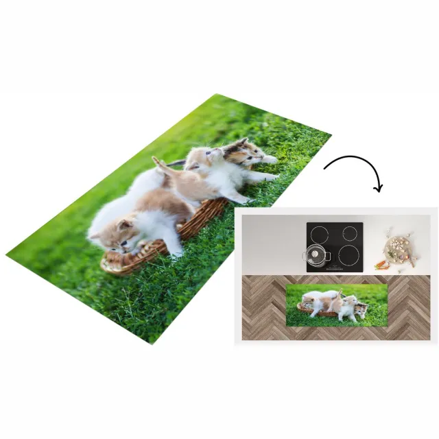 KitchenYeah Keukenloper - Loper keuken - Kittens - Kat - Mand - Keukenloper vinyl Multicolor