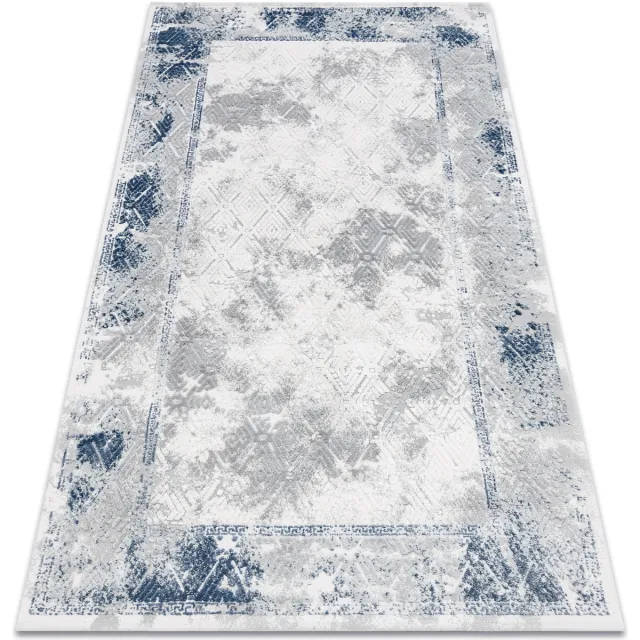 RUGSX Kleden Rugsx Tapijt ACRYL VALS 1738 Kader, ruit ivoor 100x200 cm Blauw