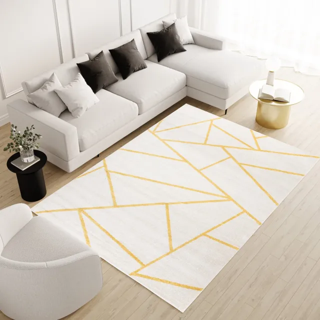Tapiso Malesia Vloerkleed Abstract Geel Tapijt Maat- 300x400 Lichtgrijs 3