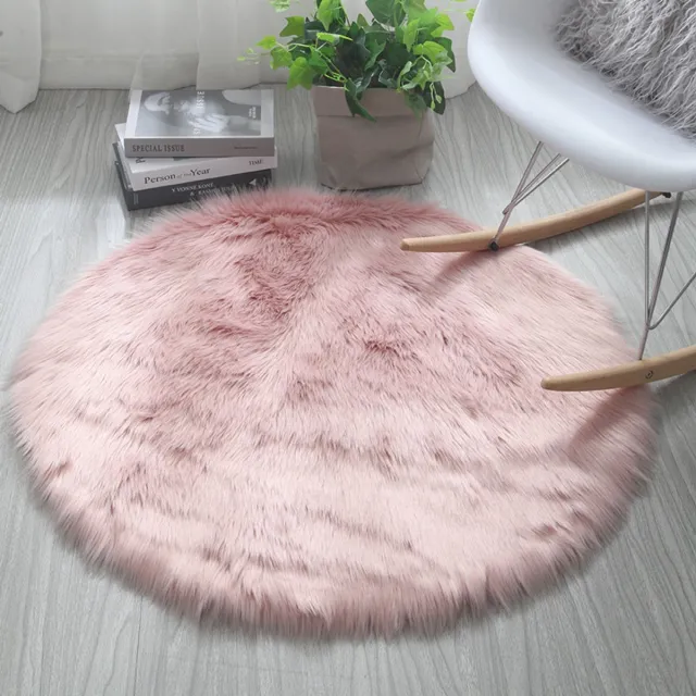 Oemmn Rond Vloerkleed, Imitatiebont, Zacht Slaapkamervloerkleed, Vloermat — Roze / 20 Inch Diameter