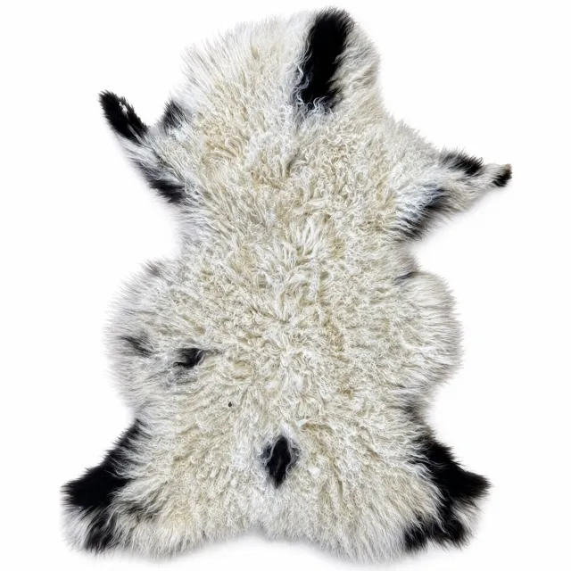 SKÓREX Natuurlijke schapenvacht, wit-zwart, 100cm, gekruld, 100% natuurlijk