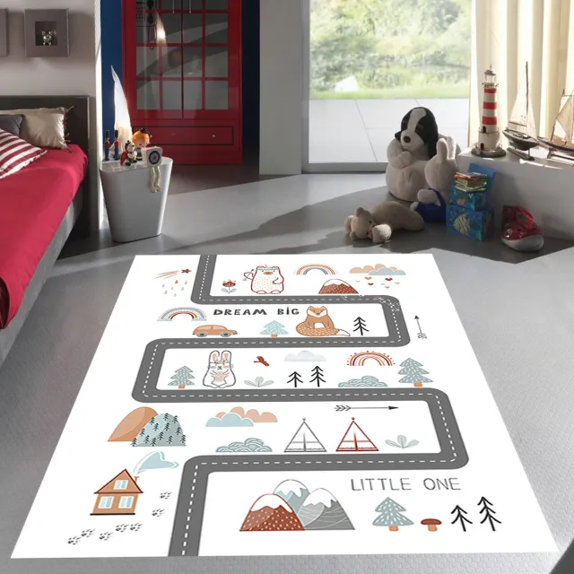 Zeo Wood Vloerkleed Kinderkamer - Speelkleed Baby - Speelmat - Speeltapijt - Tapijt voor Kinderkamer - 150*80 cm Wit