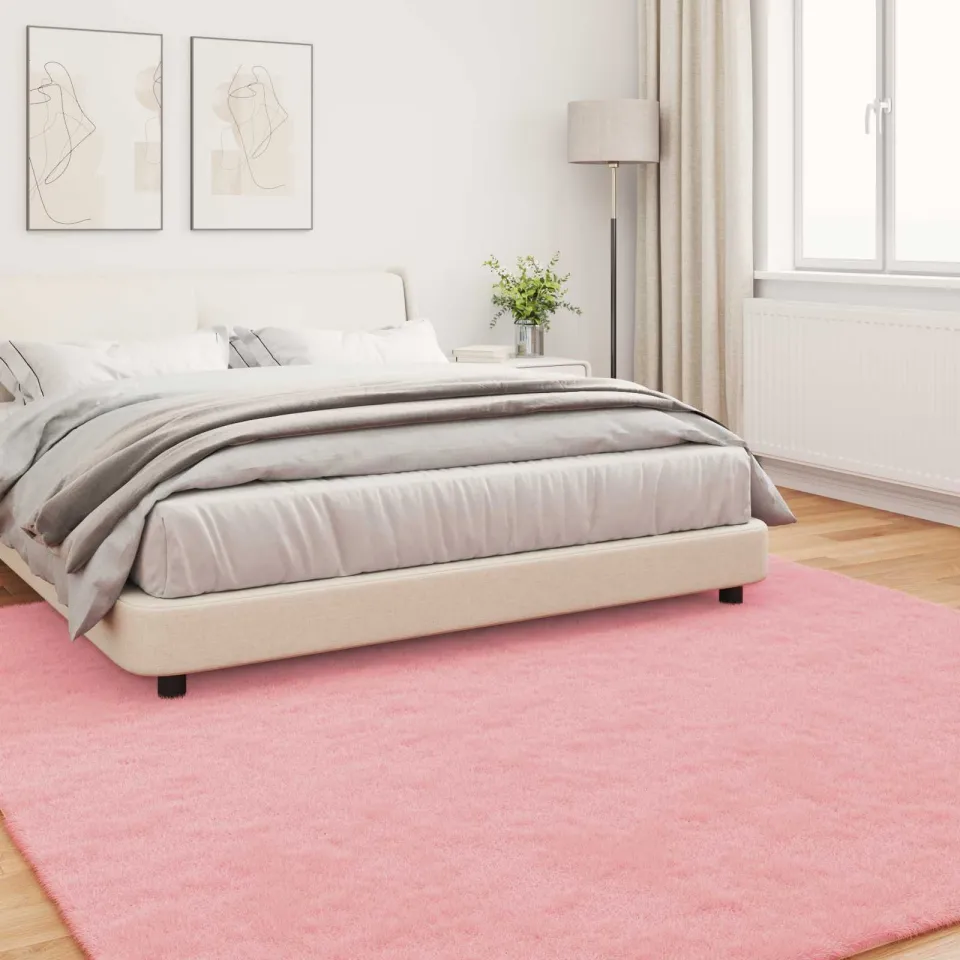 vidaXL Antislip vloerkleed van imitatie konijnenbont OLITE Roze, foto 3