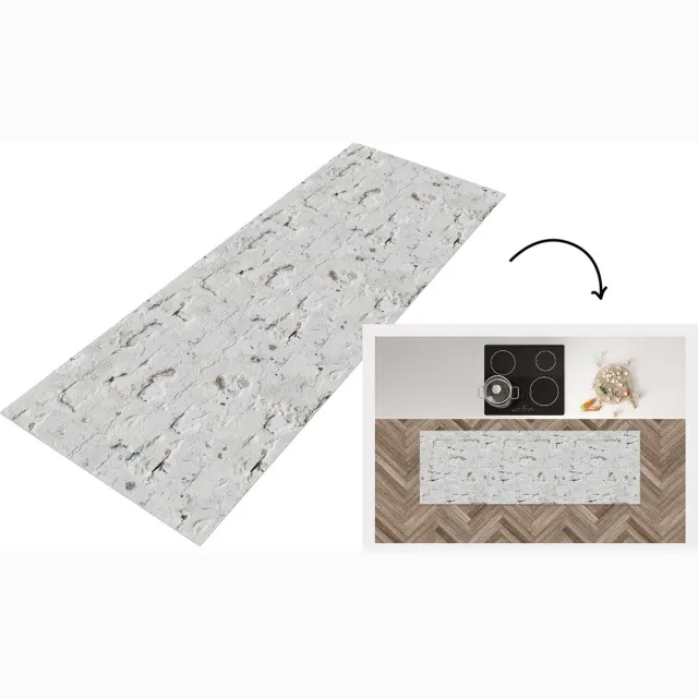 KitchenYeah Keukenloper - Loper keuken - Muur - Antiek - Gips - Patronen - 150x50 cm - Keukenloper vinyl Multicolor