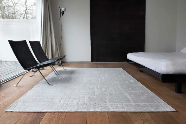 Louis de Poortere Wasbaar Binnen & Buiten Vloerkleed - 240 x 340 cm - Louis De Poortere Baobab Tsingy Oyster - Laagpolig Tapijt - Gerecycled PET - Made in Belgium - Circulair Grijs