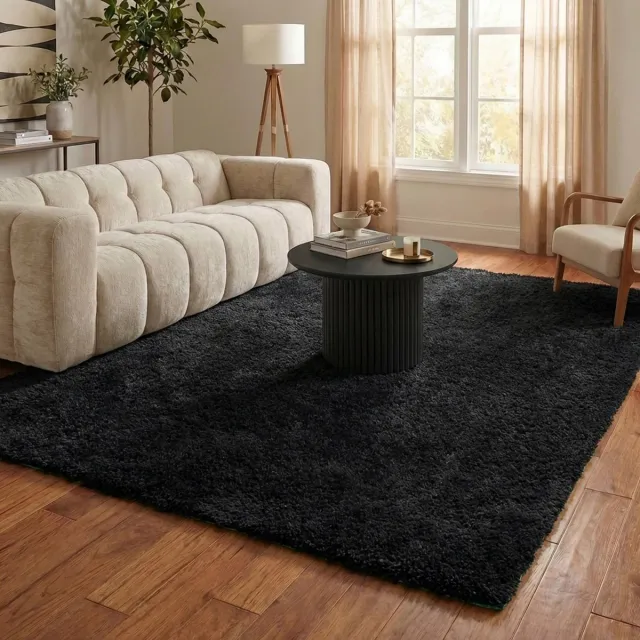 NATURL. Shaggy vloerkleed - Blaze Zwart | Luxe uitstraling! - 80x150cm Antraciet