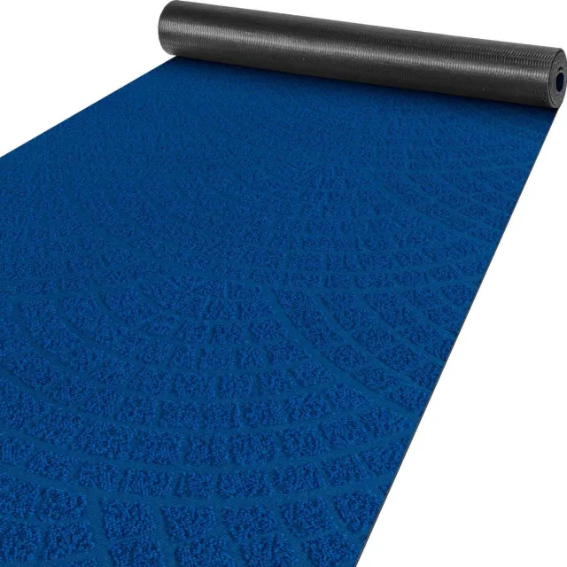 ANRO Tapijtloper Davis Blauw 180x50cm – Velours Gangloper Antislip Keukenloper Hal Op