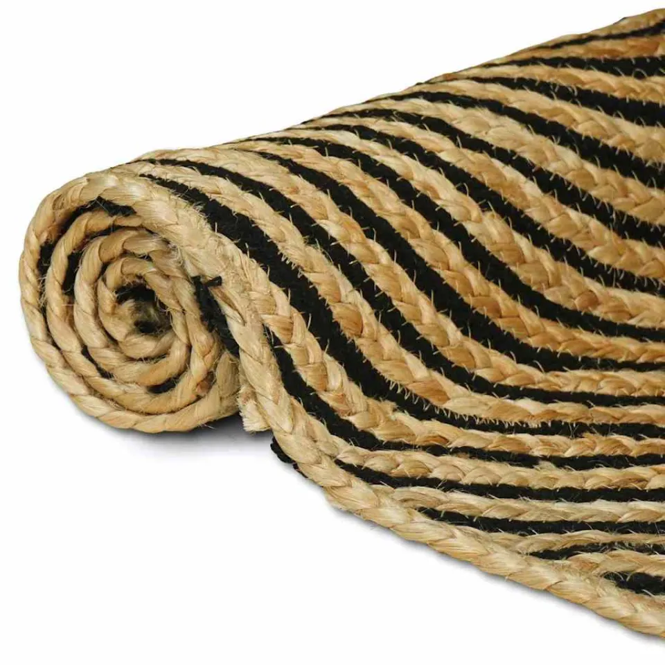 vidaXL Gebied Tapijt Naturel en Zwart 80 x 150 cm Jute, foto 3