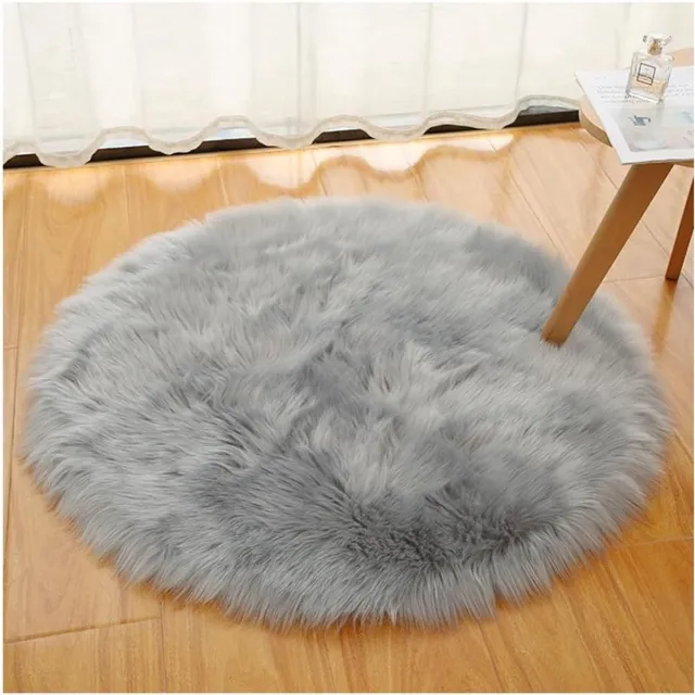 KZQ Luxe Ronde Pluizige Shaggy Tapijt 45 Cm Grijs Zacht Vloerkleed Voor Lounge Woonkamer Slaapkamer Dik Pluche Vloertapijt Ideaal Als Woondecoratie