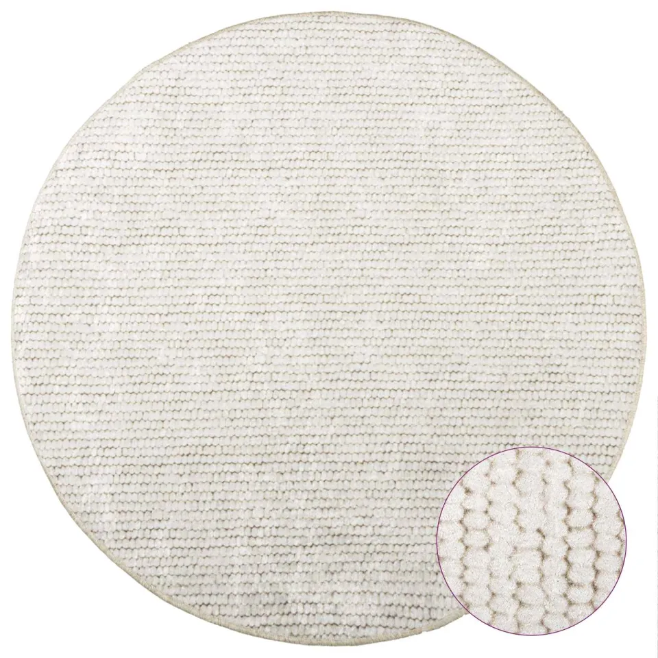vidaXL Vloerkleed Crèmekleurig Ø 120 cm 100% Polyester 3 mm Wasbaar