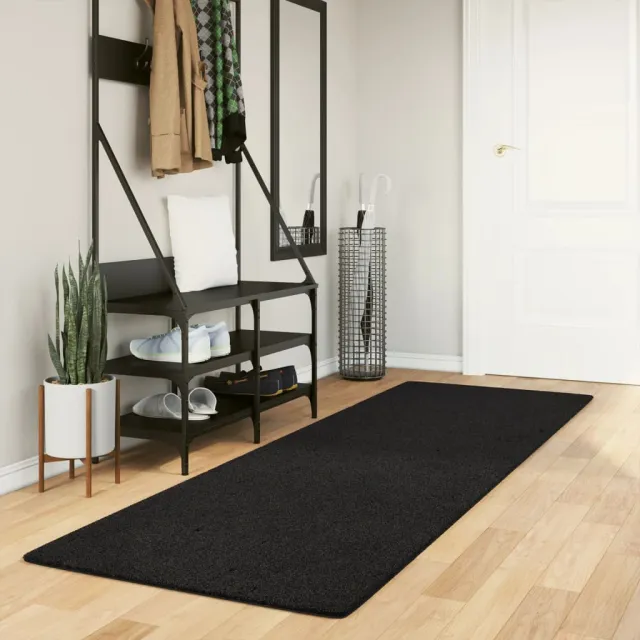 vidaXL Vloerkleed HUARTE laagpolig zacht wasbaar 80x250 cm zwart, foto 2