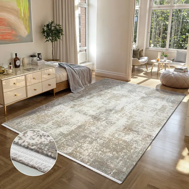 the carpet Fine hoogwaardige woonkamer vloerkleed, modern, zachte textuur, stijlvol design, luxueuze kwaliteit, ideaal voor slaapkamer & woonruimtes, geschikt voor vloerverwarming, beige