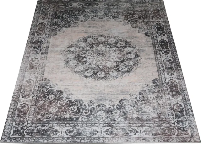 Veer Carpets Vloerkleed Viola Antraciet - Vintage Design Vloerkleed met Verweerd Patroon, foto 3
