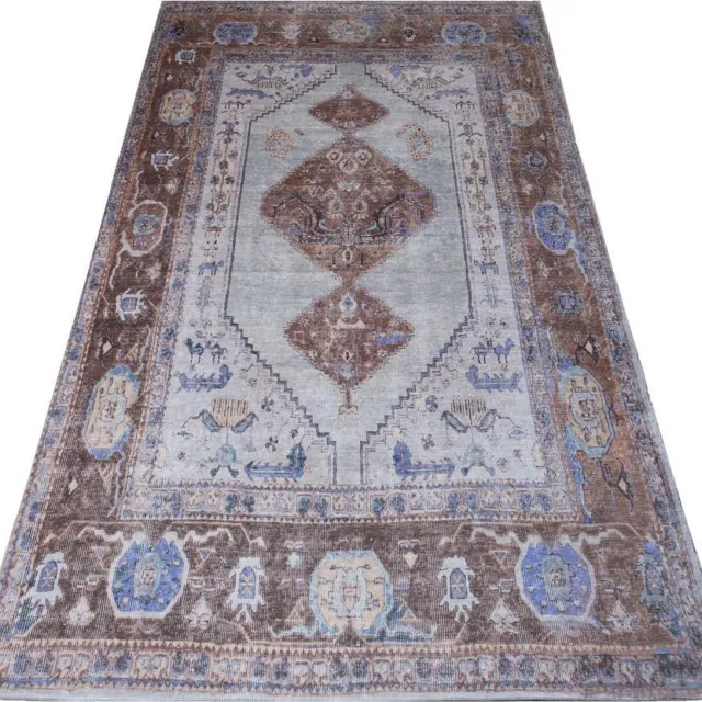 Veer Carpets Vloerkleed Karaca Purple/Brown 07 - 70 x 140 cm - Laagpolig Vloerkleed – Vintage / Klassiek Design Paars